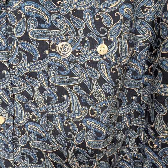 Wrangler George Straight Collection Blue Paisley Button-Up Shirt Size XXL - Picture 2 of 14